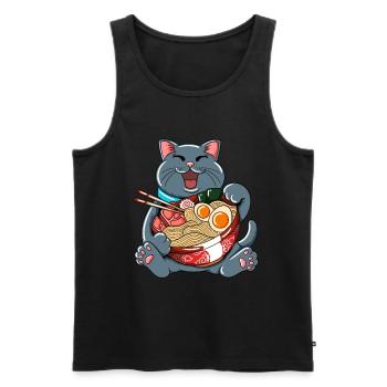 Ramen essende Katze Kawaii Anime Baka japanisches - Männer Premium Bio Tank Top - Schwarz - Vorne - Michal (187cm)