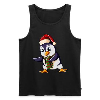 Pingouin avec casquette de Noël Floss Dance Noël - Débardeur bio Premium Homme - noir - Devant - Michal (187cm)