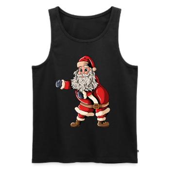 Père Noël Casquette de Noël Soie dentaire Noël - Débardeur bio Premium Homme - noir - Devant - Michal (187cm)