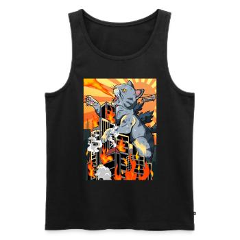 Catzilla Coucher de soleil japonais drôle Japon - Débardeur bio Premium Homme - noir - Devant - AI Model Male 178 light (178cm)