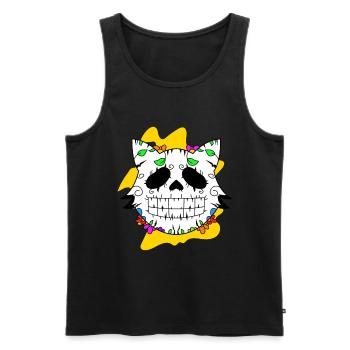 Day of the dead Katze mit Blumen mexikanisches - Männer Premium Bio Tank Top - Schwarz - Vorne - Michal (187cm)