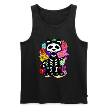 Day of the dead Katze mit Blumen mexikanisches - Männer Premium Bio Tank Top - Schwarz - Vorne - Michal (187cm)