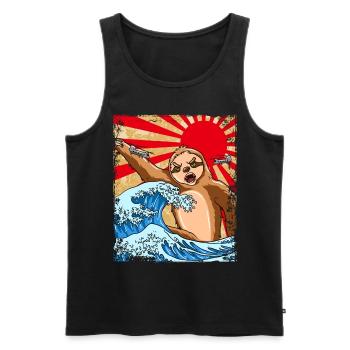 Slothzilla japanisches Faultier Japan Sunset - Männer Premium Bio Tank Top - Schwarz - Vorne - Michal (187cm)
