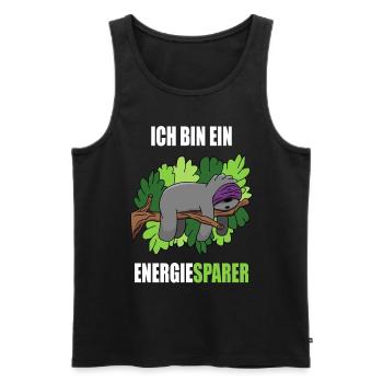 Faultier Ich bin ein Energiesparer Spruch - Männer Premium Bio Tank Top - Schwarz - Vorne - Michal (187cm)