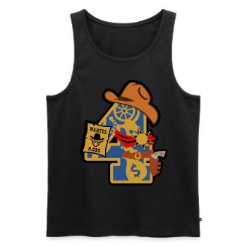 Cowboy 4. Geburtstagsparty Nummer 4 - 4 Jahre - Männer Premium Bio Tank Top - Schwarz - Vorne - AI Model Male 178 light (178cm)