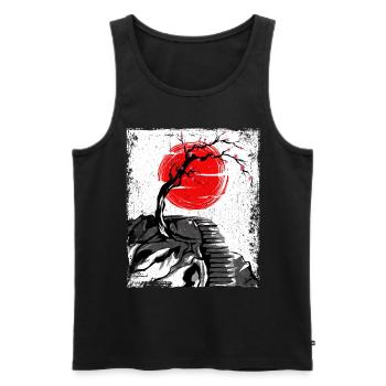 Haruno Japanese Cherry Blossom Illustration Japon - Débardeur bio Premium Homme - noir - Devant - Michal (187cm)