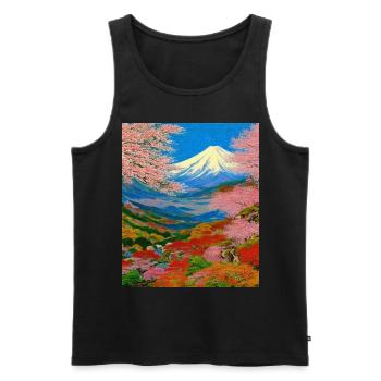 Haruno Japanese Cherry Blossom Illustration Japon - Débardeur bio Premium Homme - noir - Devant - Michal (187cm)
