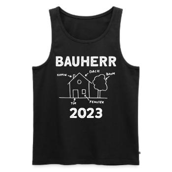 Bauherr Hausbau Eigenheim Traumhaus Geschenk 2023 - Männer Premium Bio Tank Top - Schwarz - Vorne - Michal (187cm)
