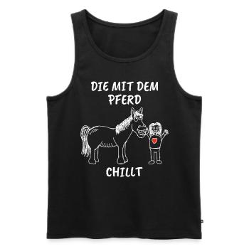 Die mit dem Pferd chillt Pferde Reiterin - Männer Premium Bio Tank Top - Schwarz - Vorne - Michal (187cm)