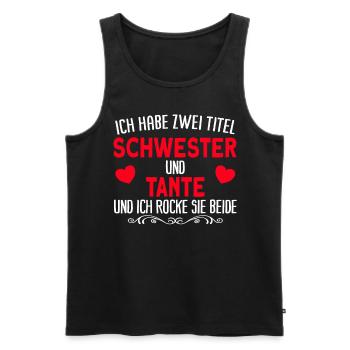 Tante Ich habe zwei Titel Tante Schwester - Männer Premium Bio Tank Top - Schwarz - Vorne - Michal (187cm)