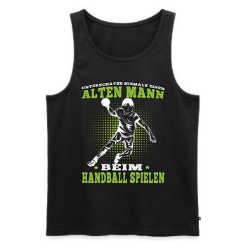 Alter Mann beim Handball spielen Handballer - Männer Premium Bio Tank Top - Schwarz - Vorne - AI Model Male 178 light (178cm)