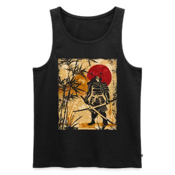Samouraï Art Japonais Vintage Fighter Rétro - Débardeur bio Premium Homme - noir - Devant - Michal (187cm)