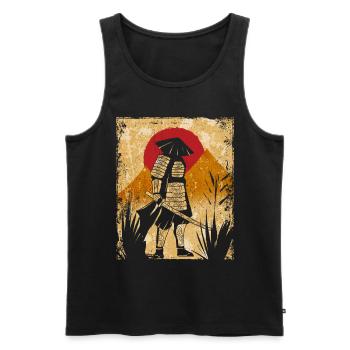 Samouraï Art Japonais Vintage Fighter Rétro - Débardeur bio Premium Homme - noir - Devant - Michal (187cm)