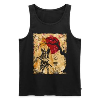 Samouraï Art Japonais Vintage Fighter Rétro - Débardeur bio Premium Homme - noir - Devant - Michal (187cm)
