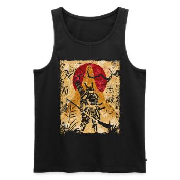 Samouraï Art Japonais Vintage Fighter Rétro - Débardeur bio Premium Homme - noir - Devant - Michal (187cm)
