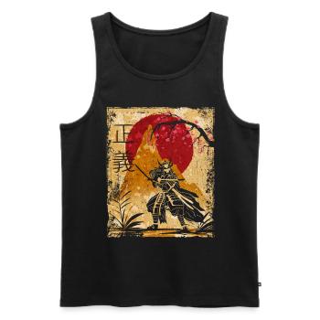 Samouraï Art Japonais Vintage Fighter Rétro - Débardeur bio Premium Homme - noir - Devant - Michal (187cm)