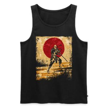 Ninja Art Japonais Vintage Fighter Rétro - Débardeur bio Premium Homme - noir - Devant - AI Model Male 178 light (178cm)