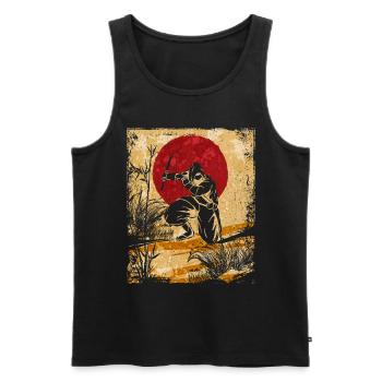 Ninja Art Japonais Vintage Fighter Rétro - Débardeur bio Premium Homme - noir - Devant - Michal (187cm)