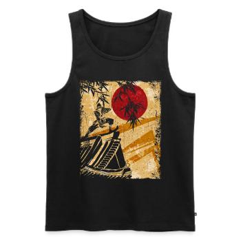 Ninja Art Japonais Vintage Fighter Rétro - Débardeur bio Premium Homme - noir - Devant - Michal (187cm)