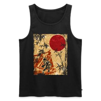 Ninja Art Japonais Vintage Fighter Rétro - Débardeur bio Premium Homme - noir - Devant - AI Model Male 178 light (178cm)