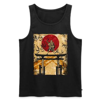 Ninja Art Japonais Vintage Fighter Rétro - Débardeur bio Premium Homme - noir - Devant - AI Model Male 178 light (178cm)