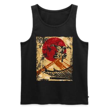Ninja Art Japonais Vintage Fighter Rétro - Débardeur bio Premium Homme - noir - Devant - Michal (187cm)