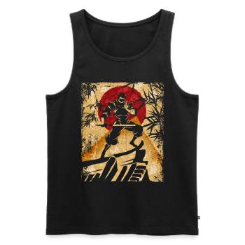 Ninja Art Japonais Vintage Fighter Rétro - Débardeur bio Premium Homme - noir - Devant - Michal (187cm)