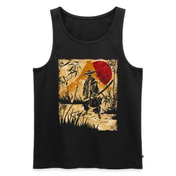 Samouraï Art Japonais Vintage Fighter Rétro - Débardeur bio Premium Homme - noir - Devant - Michal (187cm)