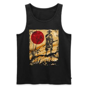 Samouraï Art Japonais Vintage Fighter Rétro - Débardeur bio Premium Homme - noir - Devant - Michal (187cm)