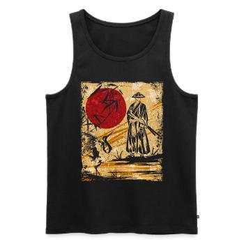 Samouraï Art Japonais Vintage Fighter Rétro - Débardeur bio Premium Homme - noir - Devant - Michal (187cm)