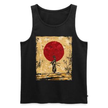 Samouraï Art Japonais Vintage Fighter Rétro - Débardeur bio Premium Homme - noir - Devant - Michal (187cm)