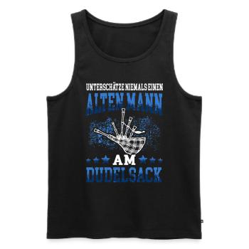Alter Mann am Dudelsack schottische Sackpfeife - Männer Premium Bio Tank Top - Schwarz - Vorne - AI Model Male 178 light (178cm)