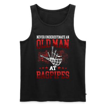 Alter Mann am Dudelsack schottische Sackpfeife - Männer Premium Bio Tank Top - Schwarz - Vorne - AI Model Male 178 light (178cm)
