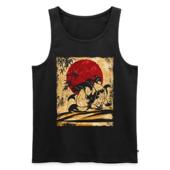 Neunschwänziger Fuchs Japanische Retro Kunst - Männer Premium Bio Tank Top - Schwarz - Vorne - Michal (187cm)