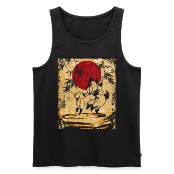 Neunschwänziger Fuchs Japanische Retro Kunst - Männer Premium Bio Tank Top - Schwarz - Vorne - Michal (187cm)