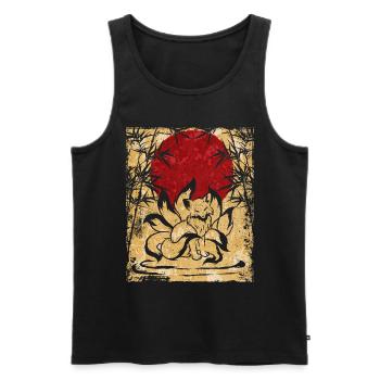Neunschwänziger Fuchs Japanische Retro Kunst - Männer Premium Bio Tank Top - Schwarz - Vorne - Michal (187cm)