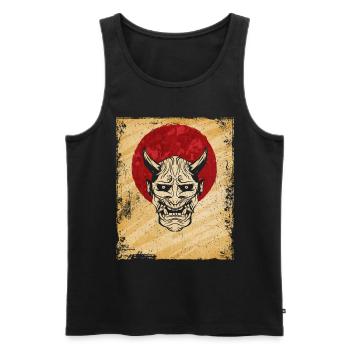 Oni Masque Art Japonais Vintage Fighter Rétro - Débardeur bio Premium Homme - noir - Devant - AI Model Male 178 light (178cm)