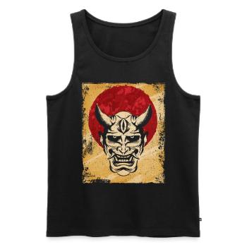 Oni Mask Japanese Art Vintage Fighter Retro - Men's Premium Organic Tank Top - black - Front - AI Model Male 178 light (178cm)