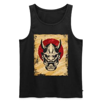Oni Masque Art Japonais Vintage Fighter Rétro - Débardeur bio Premium Homme - noir - Devant - AI Model Male 178 light (178cm)