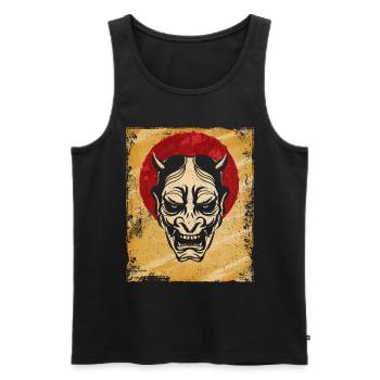 Oni Mask Japanese Art Vintage Fighter Retro - Men's Premium Organic Tank Top - black - Front - AI Model Male 178 light (178cm)