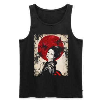 Geisha Japanese Art Vintage Retro Women - Men's Premium Organic Tank Top - black - Front - Michal (187cm)