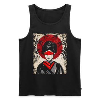 Geisha Art Japonais Vintage Rétro Femmes - Débardeur bio Premium Homme - noir - Devant - Michal (187cm)