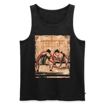 Sumo Wrestler Japanese Art Vintage Retro - Men's Premium Organic Tank Top - black - Front - AI Model Male 178 light (178cm)