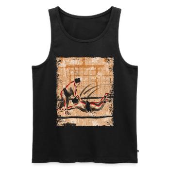 Sumo Wrestler Japanese Art Vintage Retro - Men's Premium Organic Tank Top - black - Front - AI Model Male 178 light (178cm)