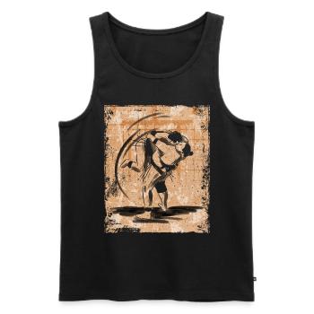 Sumo Wrestler Japanese Art Vintage Retro - Men's Premium Organic Tank Top - black - Front - AI Model Male 178 light (178cm)