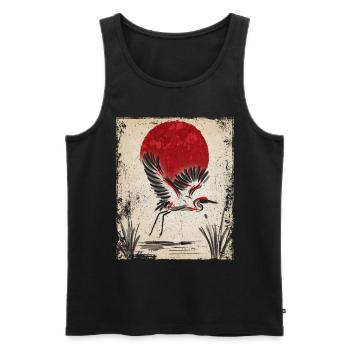 Crane Art Art Japonais Vintage Rétro - Débardeur bio Premium Homme - noir - Devant - Michal (187cm)