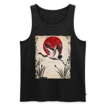 Crane Art Art Japonais Vintage Rétro - Débardeur bio Premium Homme - noir - Devant - Michal (187cm)