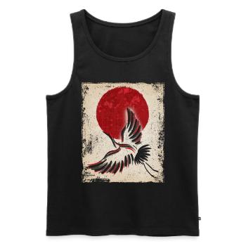 Crane Art Art Japonais Vintage Rétro - Débardeur bio Premium Homme - noir - Devant - AI Model Male 178 light (178cm)