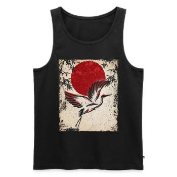 Crane Art Art Japonais Vintage Rétro - Débardeur bio Premium Homme - noir - Devant - Michal (187cm)