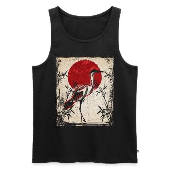 Crane Art Art Japonais Vintage Rétro - Débardeur bio Premium Homme - noir - Devant - Michal (187cm)